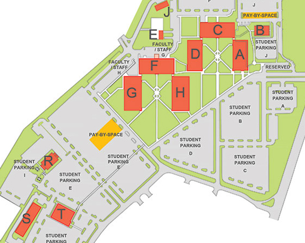 Blinn College Bryan Campus Map showing all Buildings