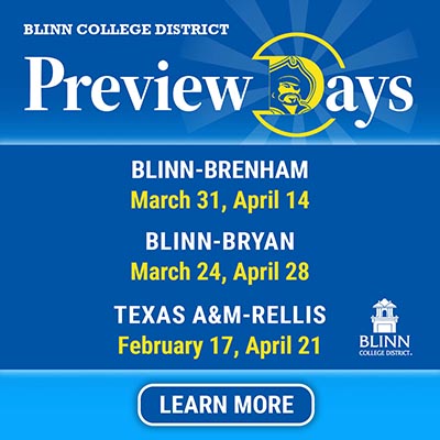 Blinn College invites high school students and their families to visit campus for Preview Day
